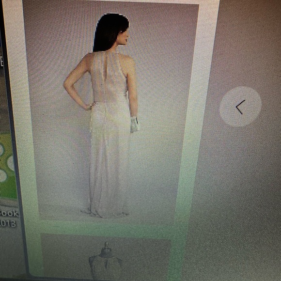 High Neck Glitter A Line Gown with Keyholes - Picture 4 of 6